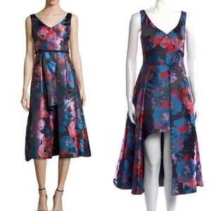 Black Halo Takim Metallic Jacquard Cocktail Dress Night Canyon Blue - Party Prom